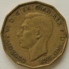 THREEPENCES BRASS 1939  GEORGE VI SCARCE GF