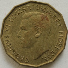 THREEPENCES BRASS 1952  GEORGE VI  NEF