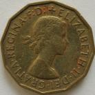 THREEPENCES BRASS 1958  ELIZABETH II GVF