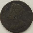 HALFPENCE 1740  GEORGE II VERY SCARCE TINY GRAFFITI GF 