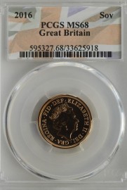 SOVEREIGNS 2016  ELIZABETH II PCGS SLABBED MS68