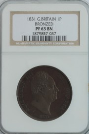 PENNIES 1831  WILLIAM IV BRONZED PROOF NGC SLABBED  PF63 BN