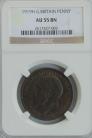 PENNIES 1919 H GEORGE V HEATON VERY SCARCE NGC SLABBED AU55