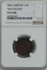 FARTHINGS 1853  VICTORIA PLAIN EDGE PROOF WW INCUSE VERY RARE NGC SLABBED PF63