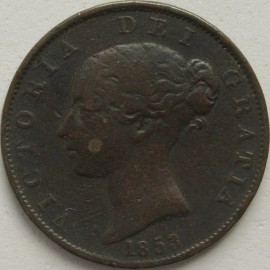HALFPENCE 1853  VICTORIA  GF