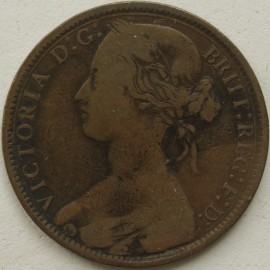 PENNIES 1874 H VICTORIA F66 WIDE DATE GF