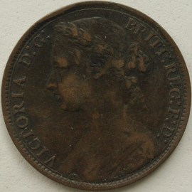 PENNIES 1875  VICTORIA WIDE DATE F82 VF