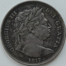 HALF CROWNS 1817  GEORGE III LARGE HEAD GVF