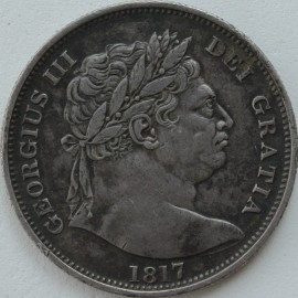 HALF CROWNS 1817  GEORGE III LARGE HEAD GVF