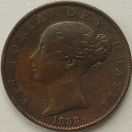 HALFPENCE 1838  VICTORIA SCARCE GF