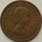 HALFPENCE 1957  ELIZABETH II CALM SEA GVF