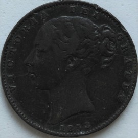 FARTHINGS 1853  VICTORIA WW INCUSE RARE  F 