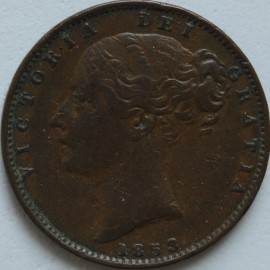 FARTHINGS 1853  VICTORIA WW RAISED NVF