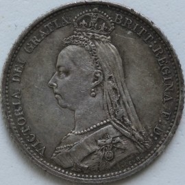 SIXPENCES 1887  VICTORIA JUBILEE HEAD WITHDRAWN GVF