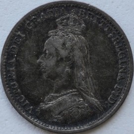 THREEPENCES SILVER 1887  VICTORIA JUBILEE HEAD GVF