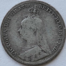 THREEPENCES SILVER 1892  VICTORIA  GF