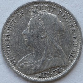 THREEPENCES SILVER 1900  VICTORIA  GVF