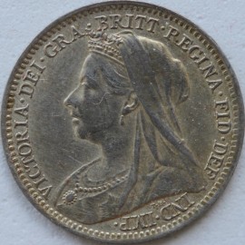 THREEPENCES SILVER 1901  VICTORIA  GEF