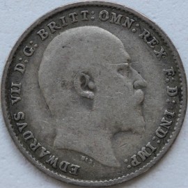 THREEPENCES SILVER 1906  EDWARD VII  GF