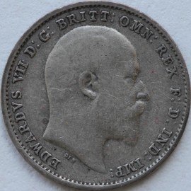 THREEPENCES SILVER 1907  EDWARD VII  GF