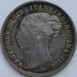 THREEPENCES SILVER 1877  VICTORIA  NVF