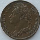 FARTHINGS 1825  GEORGE IV LEAF RIBS RAISED SCARCE VF