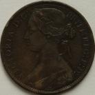 PENNIES 1865  VICTORIA PLAIN 5 EDGE KNOCKS GVF