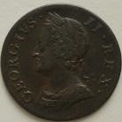 FARTHINGS 1754  GEORGE II 4 OVER 0 RARE NVF