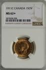 SOVEREIGNS 1911  GEORGE V CANADA NGC SLABBED MS62+