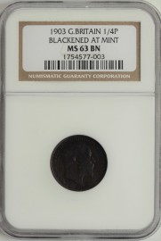 FARTHINGS 1903  EDWARD VII NGC SLABBED  MS63BN