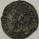 CHARLES I 1635 -1636 CHARLES I SHILLING TOWER MINT MM CROWN - DARK TONE GF