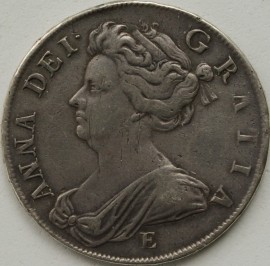 HALF CROWNS 1707 E ANNE EDINBURGH VF