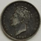 SHILLINGS 1827  GEORGE IV VERY SCARCE - SCRATCHES ON OBVERSE NVF