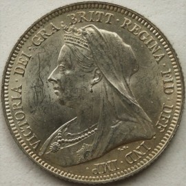 SHILLINGS 1893  VICTORIA OLD HEAD LARGE LETTERS  BU