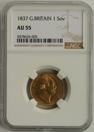 SOVEREIGNS 1837  WILLIAM IV WILLIAM IV NGC SLABBED  AU55