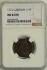 FARTHINGS 1773  GEORGE III NGC SLABBED - SUPERB MS63