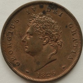 PENNIES 1826  GEORGE IV PLAIN SALTIRE - SMALL SPOTS ON OBVERSE UNC LUS