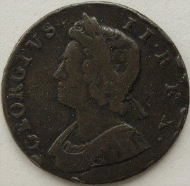 HALFPENCE 1731  GEORGE II SCARCE GF