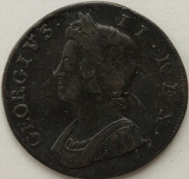 HALFPENCE 1746  GEORGE II  VF