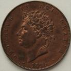 HALFPENCE 1826  GEORGE IV INCUSE LINES ON SALTIRE GEF