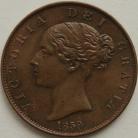 HALFPENCE 1859  VICTORIA 9 OVER 8 SCARCE EF