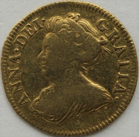 HALF GUINEAS 1714  ANNE ANNE DRAPED BUST S3575 GF/NVF