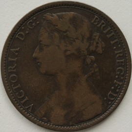 PENNIES 1877  VICTORIA WIDE DATE F91 NVF