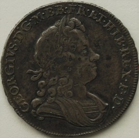 HALF CROWNS 1723  GEORGE I SOUTH SEA COMPANY SCARCE GVF/NEF