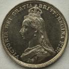 THREEPENCES SILVER 1887  VICTORIA JUBILEE HEAD PROOF BU