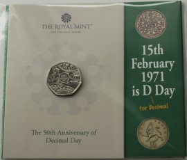 FIFTY PENCE 2021  ELIZABETH II DECIMAL DAY 50TH ANNIVERSARY BU