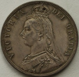 HALF CROWNS 1887  VICTORIA JUBILEE HEAD UNC T