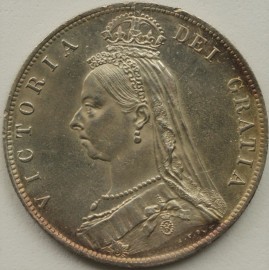 HALF CROWNS 1891  VICTORIA VERY SCARCE - TINY EDGE KNOCK ON OBVERSE UNC LUS