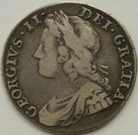 SHILLINGS 1734  GEORGE II ROSES AND PLUMES SCARCE  NVF/VF