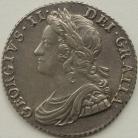 SHILLINGS 1735  GEORGE II ROSES AND PLUMES 5 OVER 5 NEF